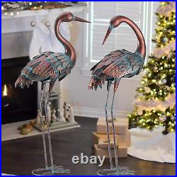 Crane Garden Statues Outdoor Metal Heron Yard Art Bird Sculpture for Lawn Patio