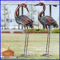 Crane Garden Statues Outdoor Metal Heron Yard Art Bird Sculpture for Lawn Patio