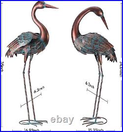 Crane Garden Statues Outdoor Metal Heron Yard Art Bird Sculpture for Lawn Patio