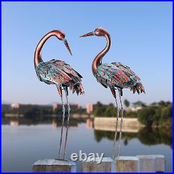 Crane Garden Statues Outdoor Metal Heron Yard Art Bird Sculpture for Lawn Patio