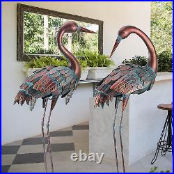 Crane Garden Statues Outdoor Metal Heron Yard Art Bird Sculpture for Lawn Patio