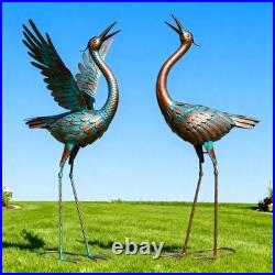 Crane Garden Statues Outdoor Metal Heron Yard Art Crane for Garden Sculptures