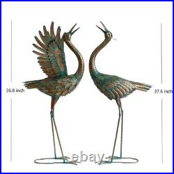 Crane Garden Statues Outdoor Metal Heron Yard Art Crane for Garden Sculptures
