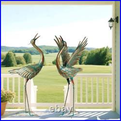 Crane Garden Statues Outdoor Metal Heron Yard Art Crane for Garden Sculptures