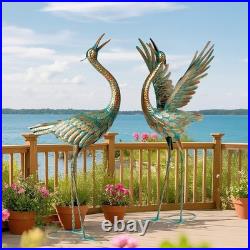 Crane Garden Statues Outdoor Metal Heron Yard Art Crane for Garden Sculptures