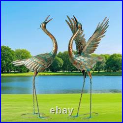 Crane Garden Statues Outdoor Metal Heron Yard Art Crane for Garden Sculptures