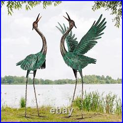 Crane Garden Statues Outdoor Metal Heron Yard Art Crane for Garden Sculptures Pa