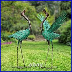 Crane Garden Statues Outdoor Metal Heron Yard Art Crane for Garden Sculptures Pa