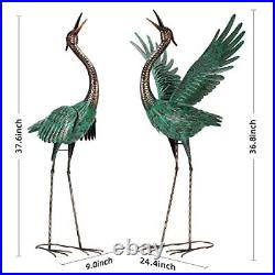 Crane Garden Statues Outdoor Metal Heron Yard Art Crane for Garden Sculptures Pa