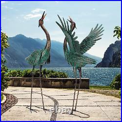 Crane Garden Statues Outdoor Metal Heron Yard Art Crane for Garden Sculptures Pa