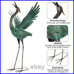 Crane Garden Statues Outdoor Metal Heron Yard Art Crane for Garden Sculptures Pa