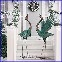 Crane Garden Statues Outdoor Metal Heron Yard Art Crane for Garden Sculptures Pa
