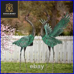 Crane Garden Statues Outdoor Metal Heron Yard Art Sculptures Patio Lawn Ornament