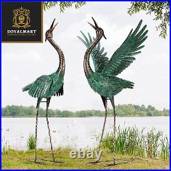Crane Garden Statues Outdoor Metal Heron Yard Art Sculptures Patio Lawn Ornament