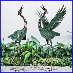 Crane Garden Statues Outdoor Metal Heron Yard Art animal Garden Sculpture two