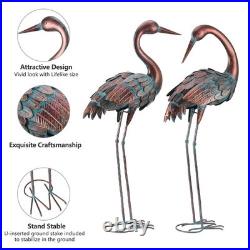 Crane Garden Statues Outdoor Yard Decorations Metal Heron Yard Art Bird Sculp