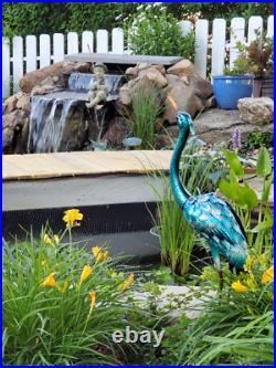 Crane Pair Statue Garden Metal Heron Bird Sculpture Yard Art Outdoor Large Decor