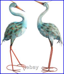 Crane Statue Metal Blue Heron Sculpture Metal Yard Art Indoor Outdoor Decoration