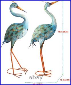 Crane Statue Metal Blue Heron Sculpture Metal Yard Art Indoor Outdoor Decoration