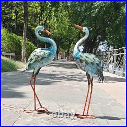 Crane Statue Metal Blue Heron Sculpture Metal Yard Art Indoor Outdoor Decoration