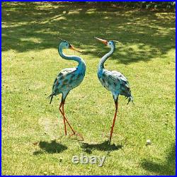Crane Statue Metal Blue Heron Sculpture Metal Yard Art Indoor Outdoor Decoration