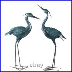 Crane Statue Metal Retro Style Crane Sculpture Garden Decoration Metal Yard A