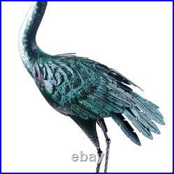 Crane Statue Metal Retro Style Crane Sculpture Garden Decoration Metal Yard A