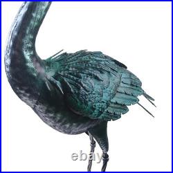 Crane Statue Metal Retro Style Crane Sculpture Garden Decoration Metal Yard A