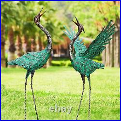 Crane Statues Outdoor Metal Heron Yard Art Crane for Garden Sculptures Pa
