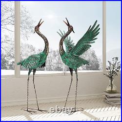 Crane Statues Outdoor Metal Heron Yard Art Crane for Garden Sculptures Pa