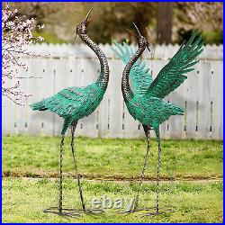 Crane Statues Outdoor Metal Heron Yard Art Crane for Garden Sculptures Pa