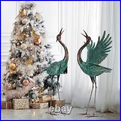 Crane Statues Outdoor Metal Heron Yard Art Crane for Garden Sculptures Pa