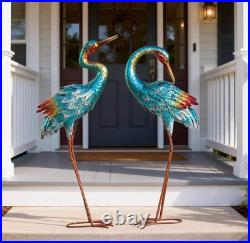 Crane Statues for Garden Decor, Blue Heron Sculptures, Large Birds Lawn Sculptures