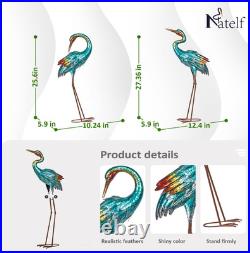 Crane Statues for Garden Decor, Blue Heron Sculptures, Large Birds Lawn Sculptures