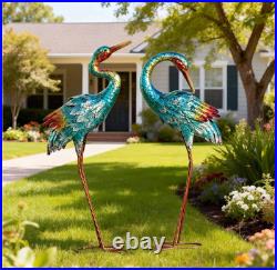 Crane Statues for Garden Decor, Blue Heron Sculptures, Large Birds Lawn Sculptures