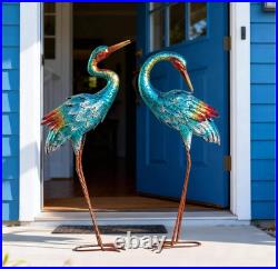 Crane Statues for Garden Decor, Blue Heron Sculptures, Large Birds Lawn Sculptures