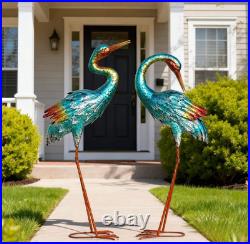 Crane Statues for Garden Decor, Blue Heron Sculptures, Large Birds Lawn Sculptures
