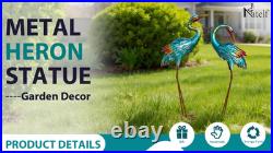 Crane Statues for Garden Decor, Blue Heron Sculptures, Large Birds Lawn Sculptures