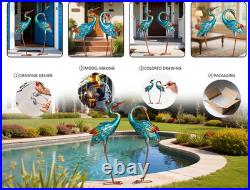 Crane Statues for Garden Decor, Blue Heron Sculptures, Large Birds Lawn Sculptures