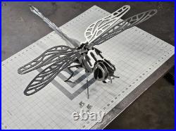 DIY Dragonfly Metal Yard Art Garden Sculpture Outdoor Lawn Decoration CNC Steel
