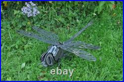 DIY Dragonfly Metal Yard Art Garden Sculpture Outdoor Lawn Decoration CNC Steel