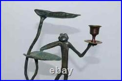 Dancing Frog With Lily Pad Bird Feeder Garden Yard Statue Sculpture Metal