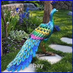 Decor Peacock Statue Garden Decor Metal Peacock Yard Art Lawn Decoration O