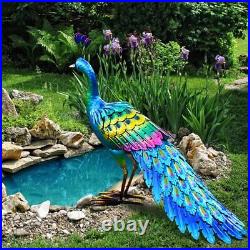 Decor Peacock Statue Garden Decor Metal Peacock Yard Art Lawn Decoration O