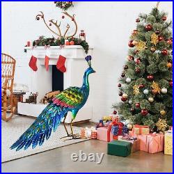 Decor Peacock Statue Garden Decor Metal Peacock Yard Art Lawn Decoration O