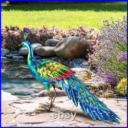 Decor Peacock Statue Garden Decor Metal Peacock Yard Art Lawn Decoration O