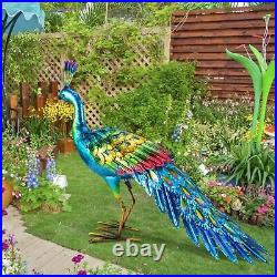 Decor Peacock Statue Garden Decor Metal Peacock Yard Art Lawn Decoration O