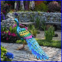 Decor Peacock Statue Garden Decor Metal Peacock Yard Art Lawn Decoration O