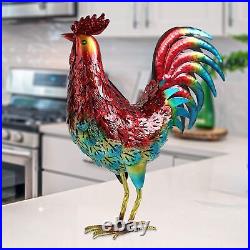 Decor Solar Metal Rooster Animal Lights Garden Sculptures Art Decor Outdoor