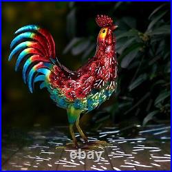 Decor Solar Metal Rooster Animal Lights Garden Sculptures Art Decor Outdoor